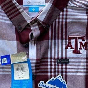 Columbia Texas A&M Aggies Rapid Rivers Mens Long Sleeve Button Down Shirt Sz LG